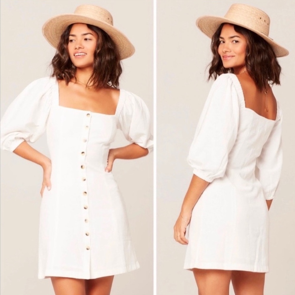 Revolve L*Space White Puff Sleeve Mini Dress XS